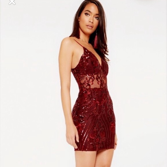 pretty little thing red sequin dress